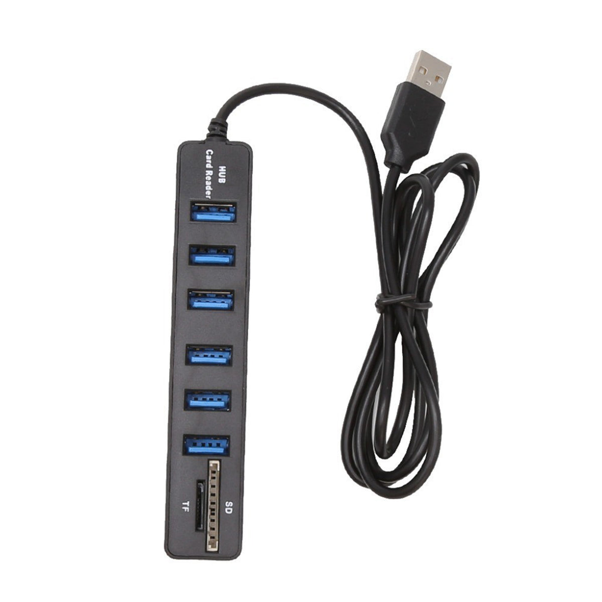Navor 8-in-1 USB-C Hub with 1m Cable, 6 USB 2.0 Ports, SD TF Card Reader, Plug & Play