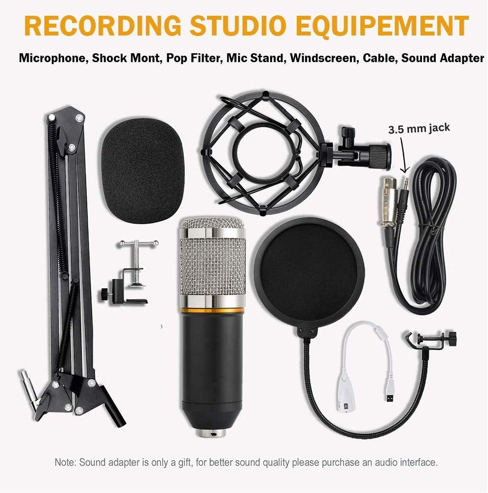 navor XLR Condenser Microphone Combo Cardioid Professional Mic Kit with Adjustable Suspension Scissor Arm, Shock Mount & Pop Filter