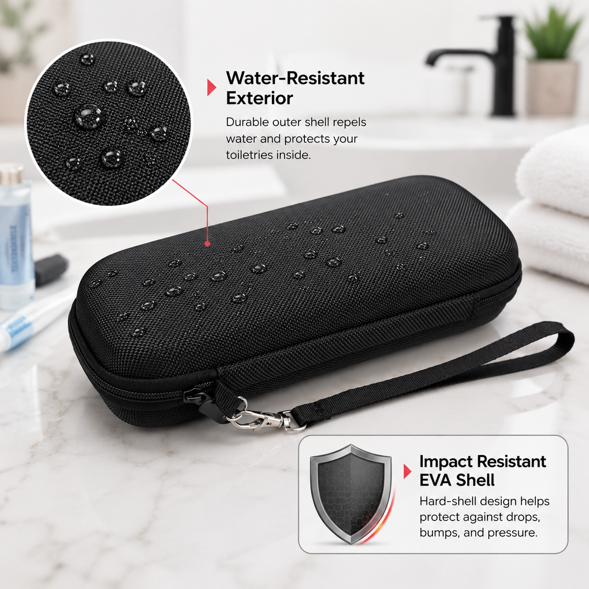 navor EVA Electric Toothbrush Travel Case for Oral-B & for Sonicare, Black