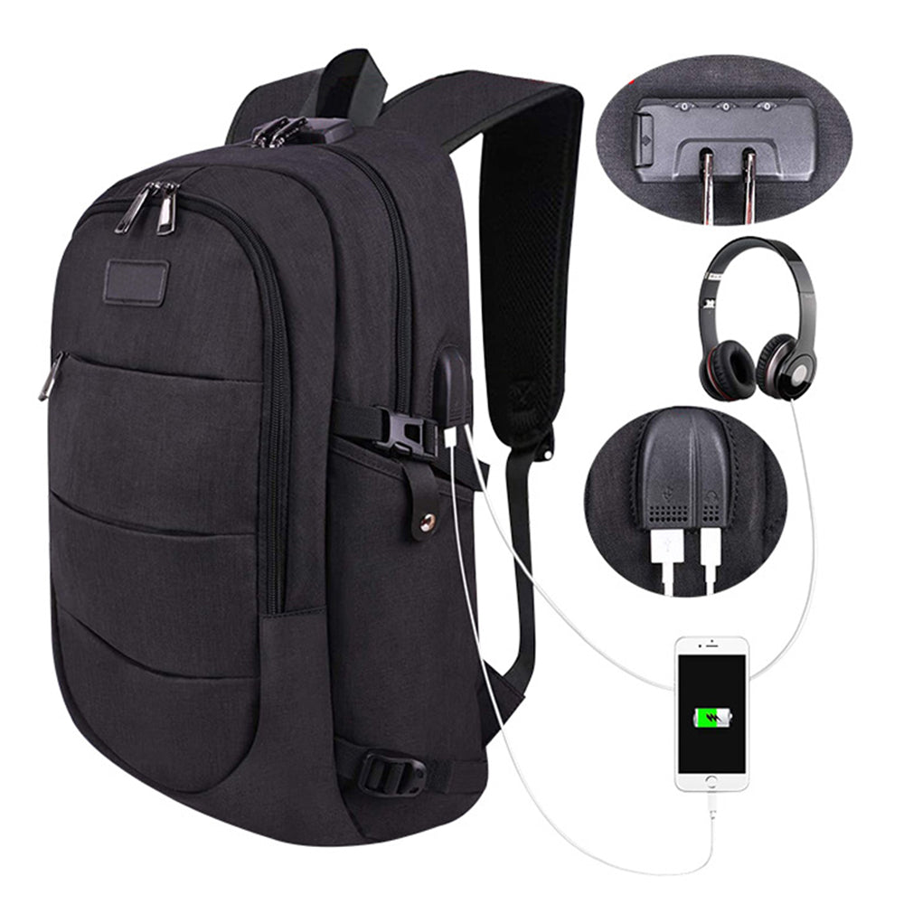 anti-theft laptop backpack with usb charge port Charging Port, Headphone Jack & Lock, Business Lap – NAVOR black travel backpack Plano Ready-Set-Fish 1-Tray Box organized compartments—ideal for work SKU:PFX1000FCCBS56UL2