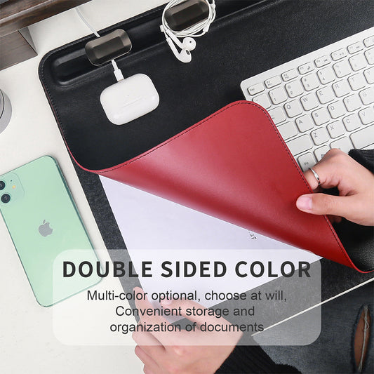 PU Leather 68.5 x 36.8cm Desk Mat with Magnetic Cable Holder for Office Home - NAVOR