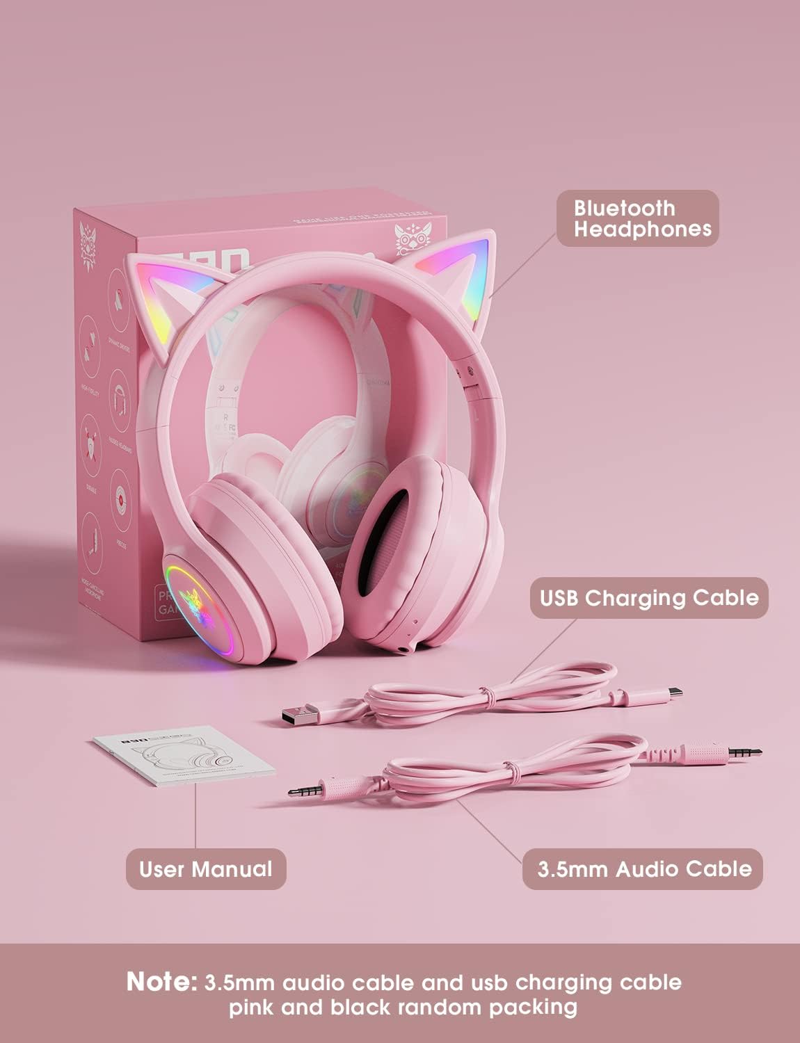 navor Bluetooth Cat Ear Headset, 15-22H Play Time
