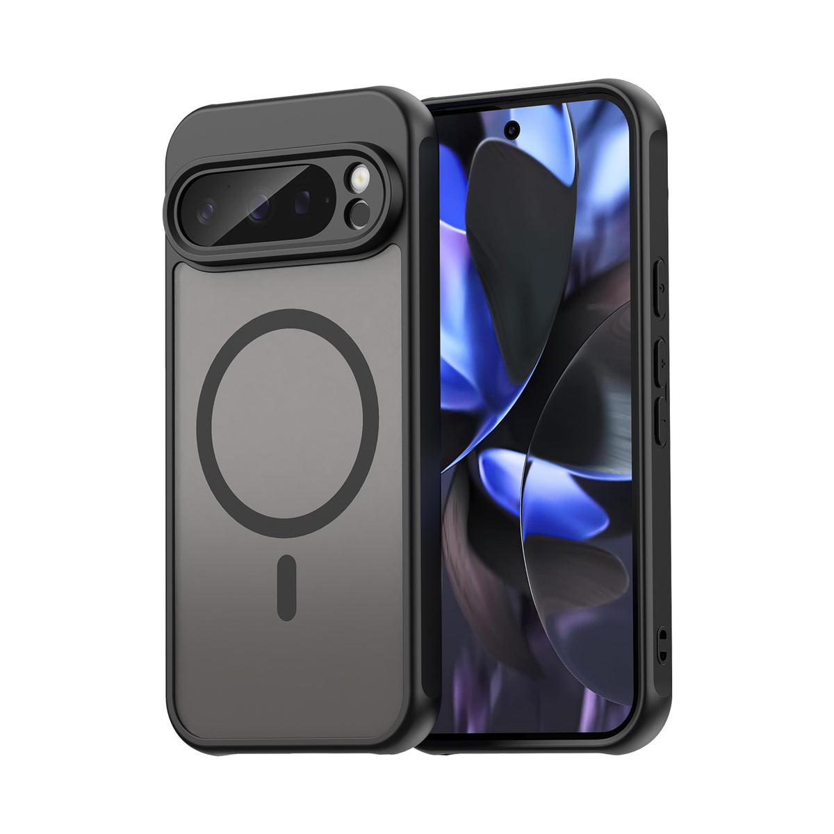 Navor Magnetic Case for Google Pixel 9 Pro 2024 with Screen Protector, Shockproof case- Black