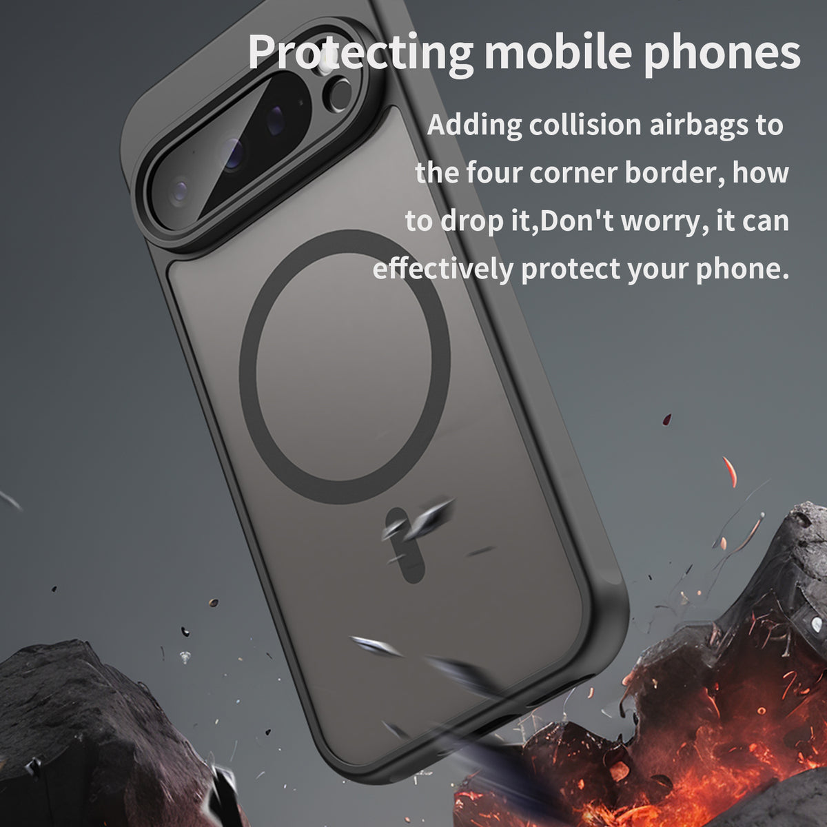 Navor Magnetic Case for Google Pixel 9 Pro 2024 with Screen Protector, Shockproof case- Black