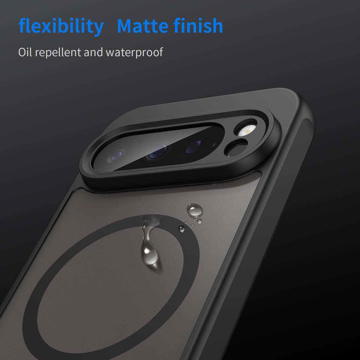 Navor Magnetic Case for Google Pixel 9 Pro 2024 with Screen Protector, Shockproof case- Black