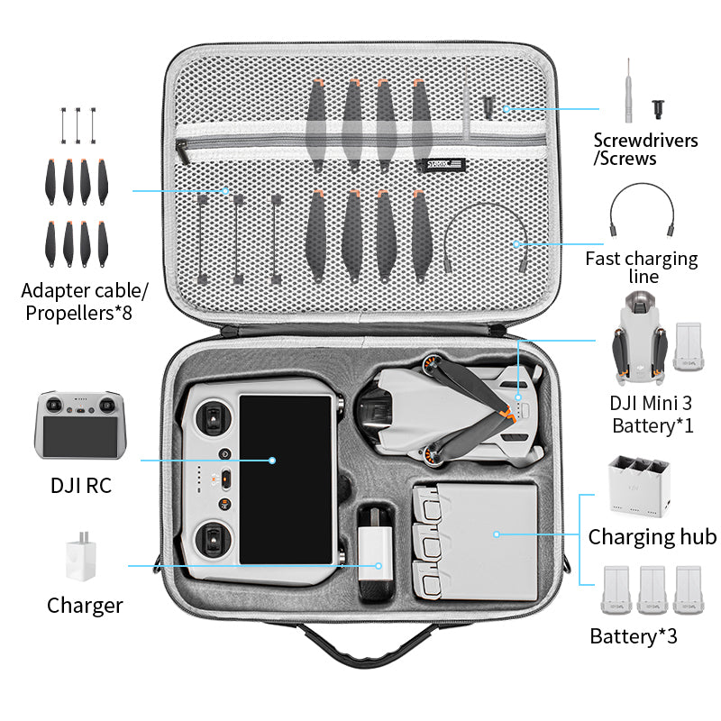 Protective Drone Carrying Case for DJI Mini 3 Pro & Mini 3, Grey