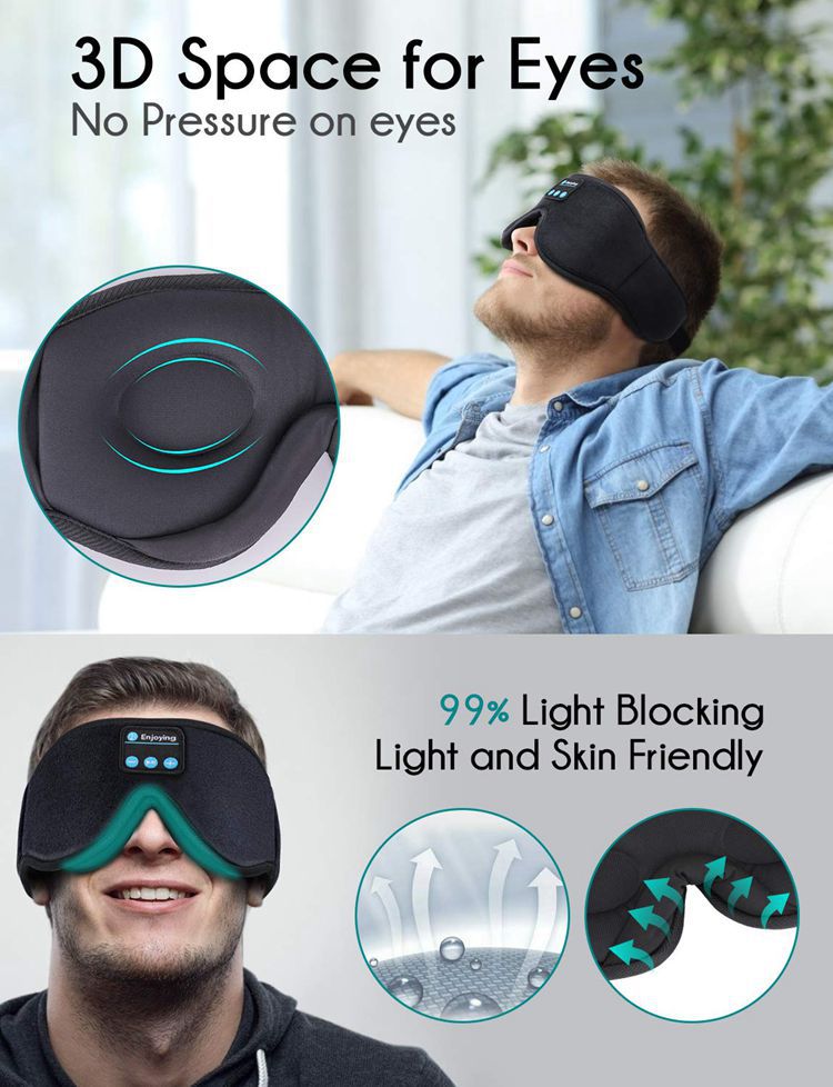 navor for Bluetooth Sleep Headphones Eye Mask with HD Stereo Wireless Audio