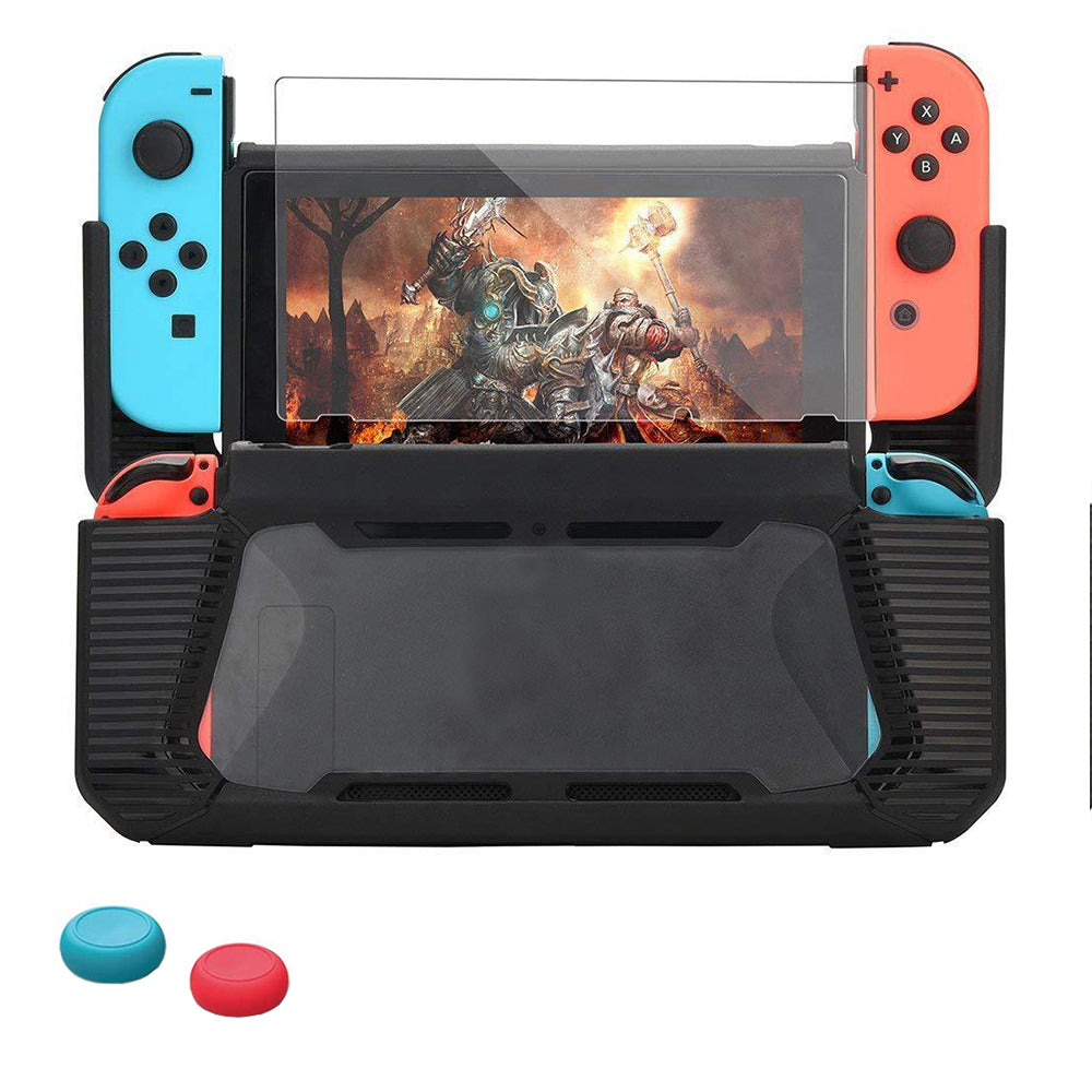 navor Rugged Protective Cover & Screen Protector for Nintendo Switch, with 2 Thumb Grips Caps