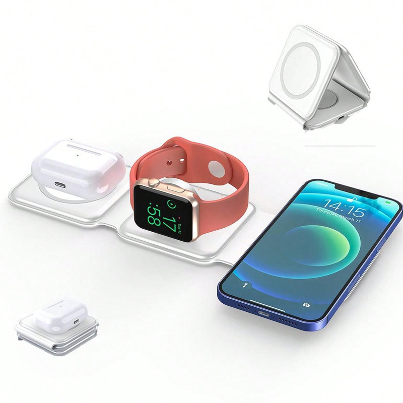 3 in 1 Charging Station for iPhone, Wireless Stand for iWatch & Airpods