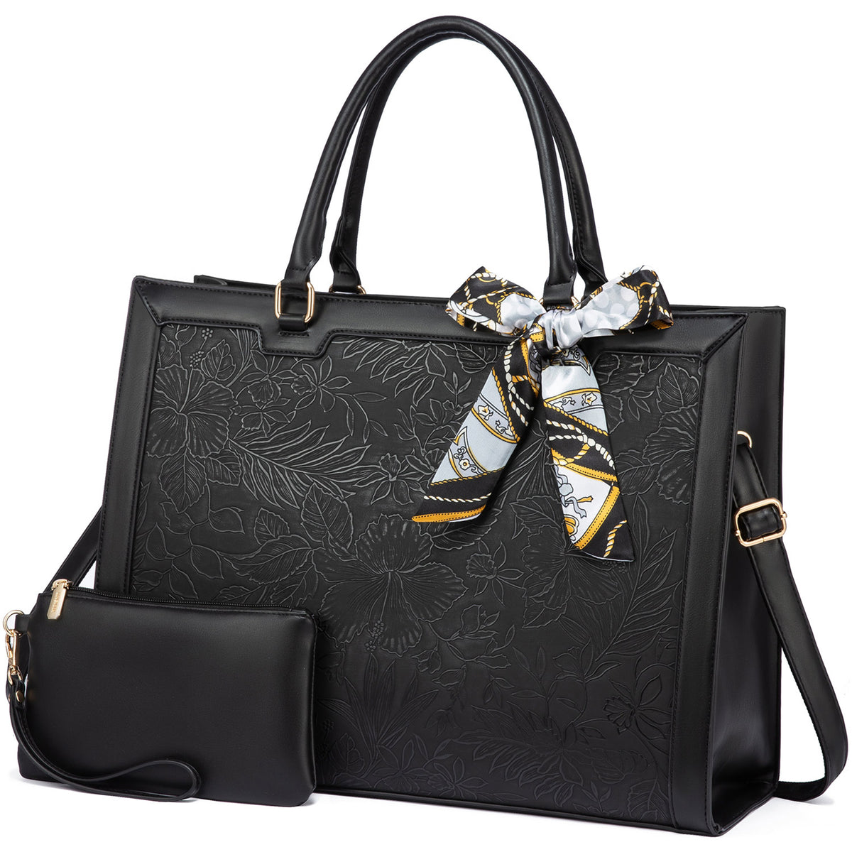 navor Women Tote Bag fits 15.6-inch Laptop Waterproof Leather Bag With Detachable Clutch Purse