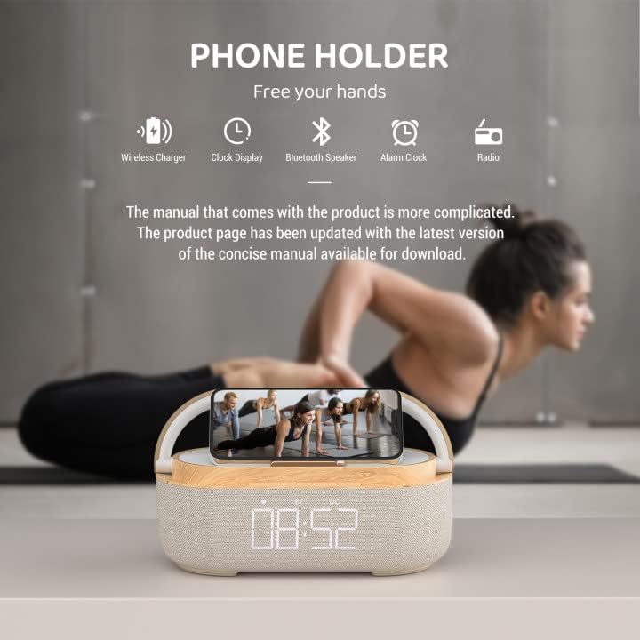 navor 6-in-1 Alarm Clock , Bluetooth Speaker with 15W Wireless Charger