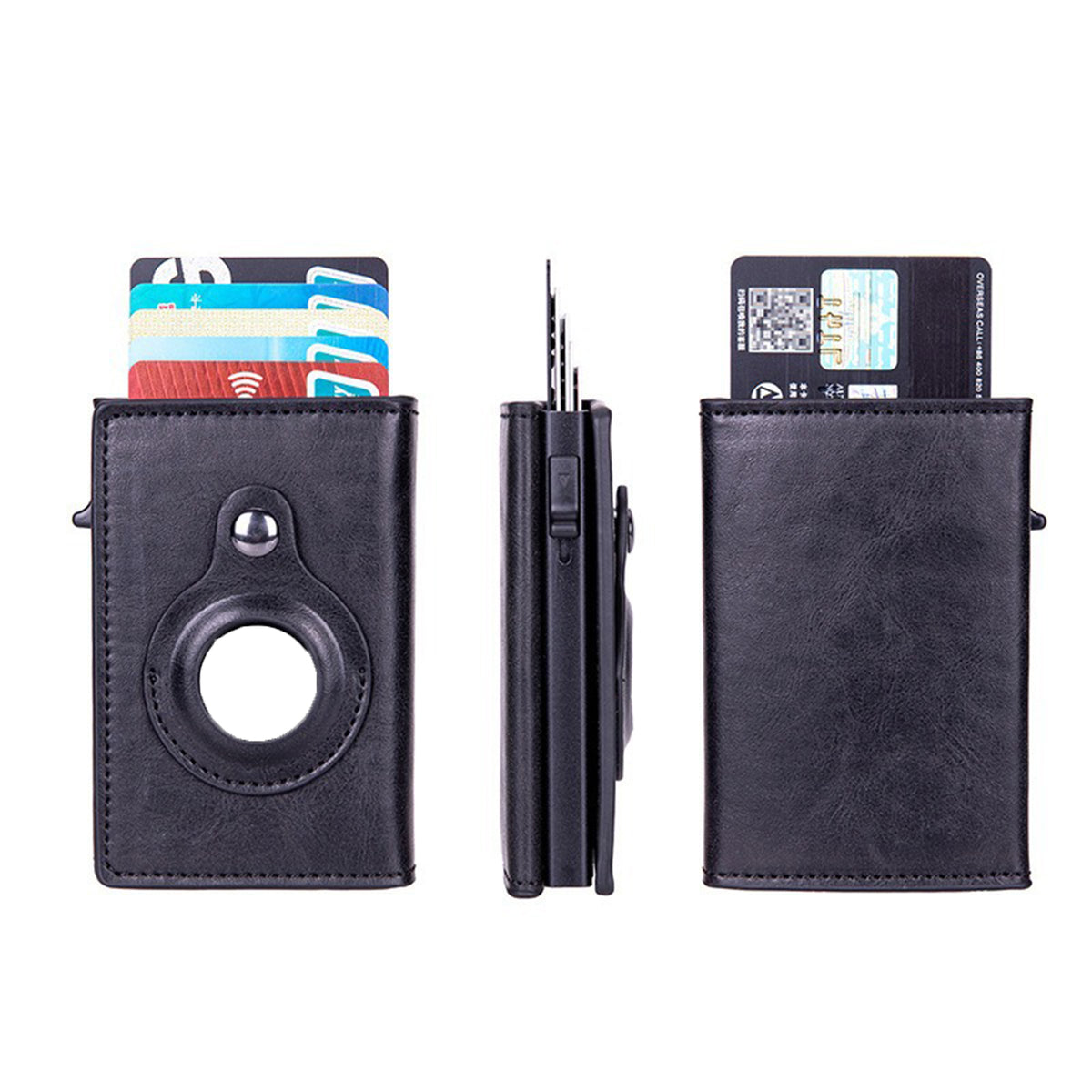 Navor Leather Bi-Fold Pop-up Wallet with AirTag Holder, RFID Blocking