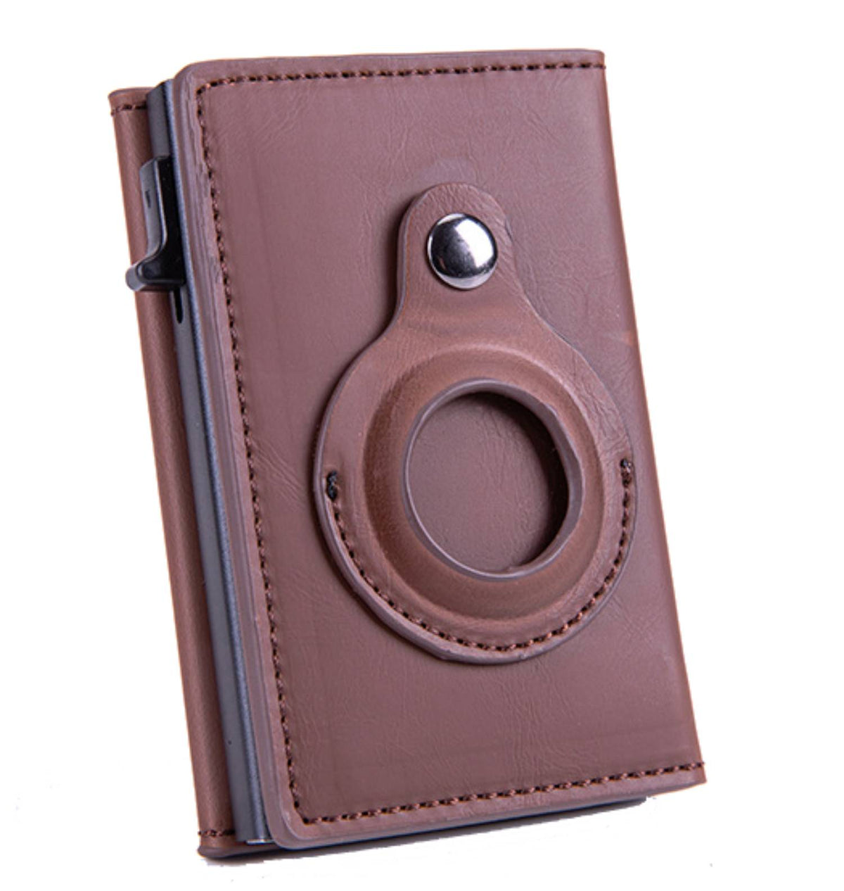 Navor Leather Bi-Fold Pop-up Wallet with AirTag Holder, RFID Blocking