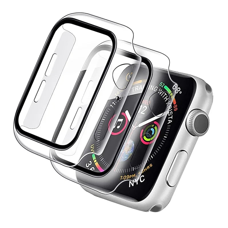 navor 2 Pack Transparent Protective Hard Case Shockproof Built in Tempered Glass Screen Protector Case for Apple Watch Series 6 5 4 SE 44mm for iWatch [Clear]