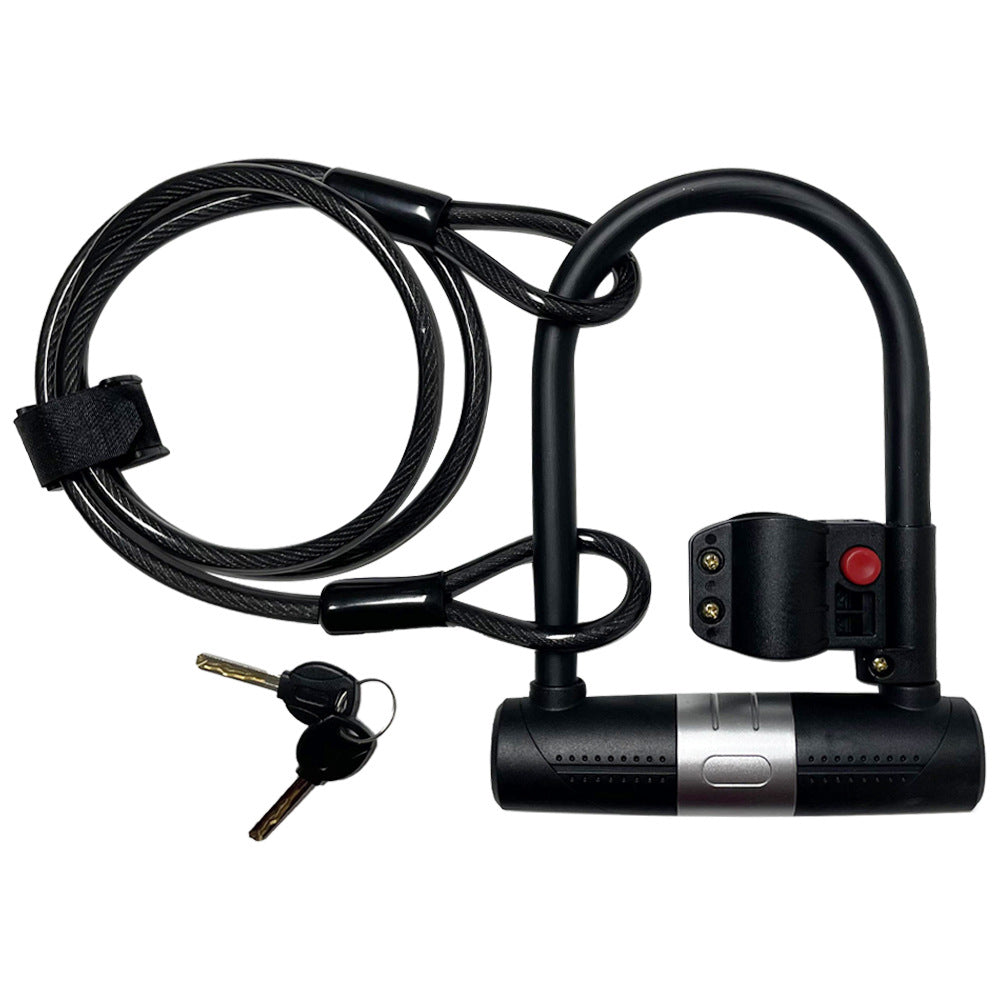 navor U Lock with Steel Cable, Heavy Duty Bicycle Lock, Keyed Anti Theft Bike Security Lock