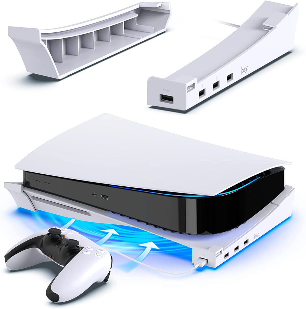 navor Horizontal Stand for Playstation 5 Console with 3 Charging & 1 Data USB Port