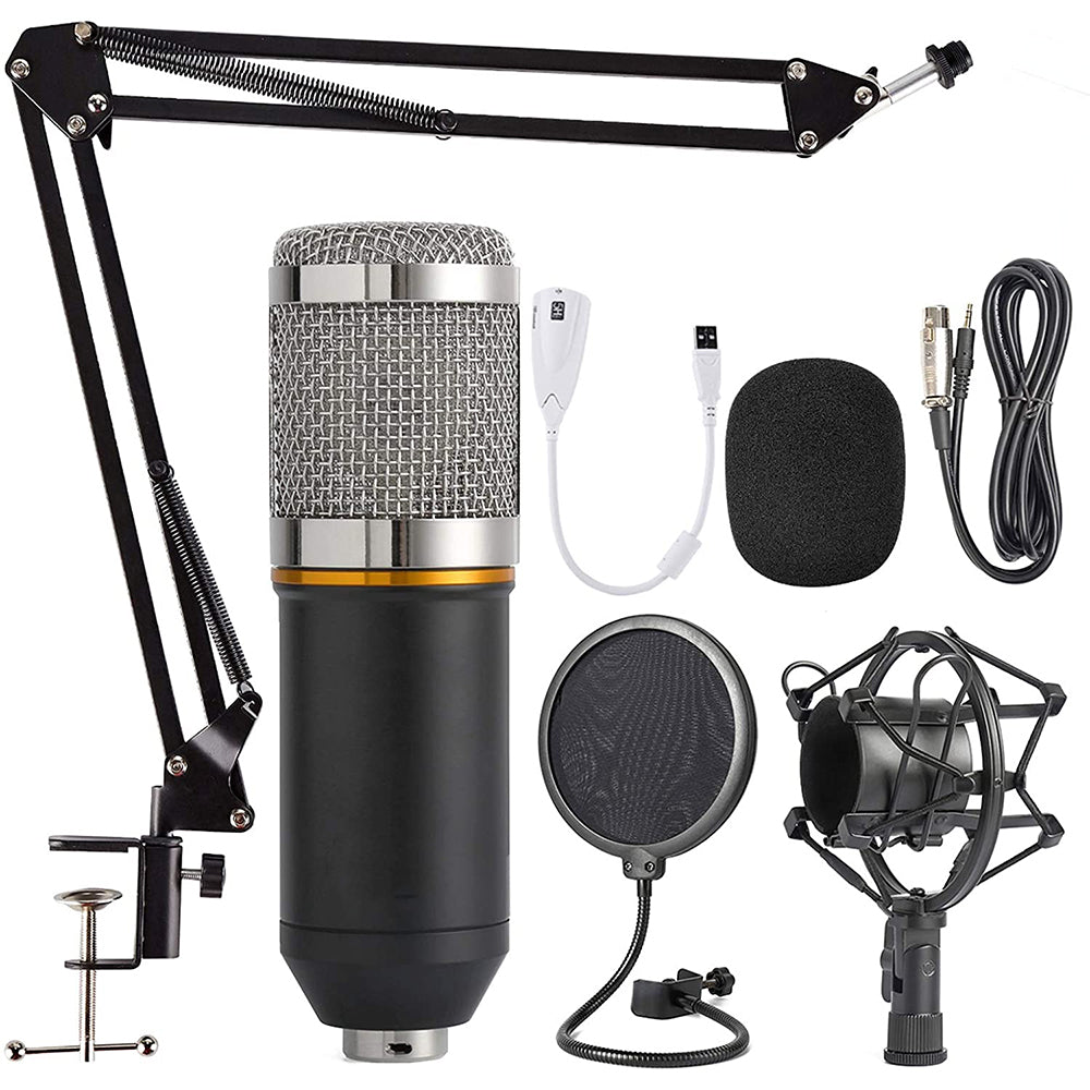 navor XLR Condenser Microphone Combo Cardioid Professional Mic Kit with Adjustable Suspension Scissor Arm, Shock Mount & Pop Filter