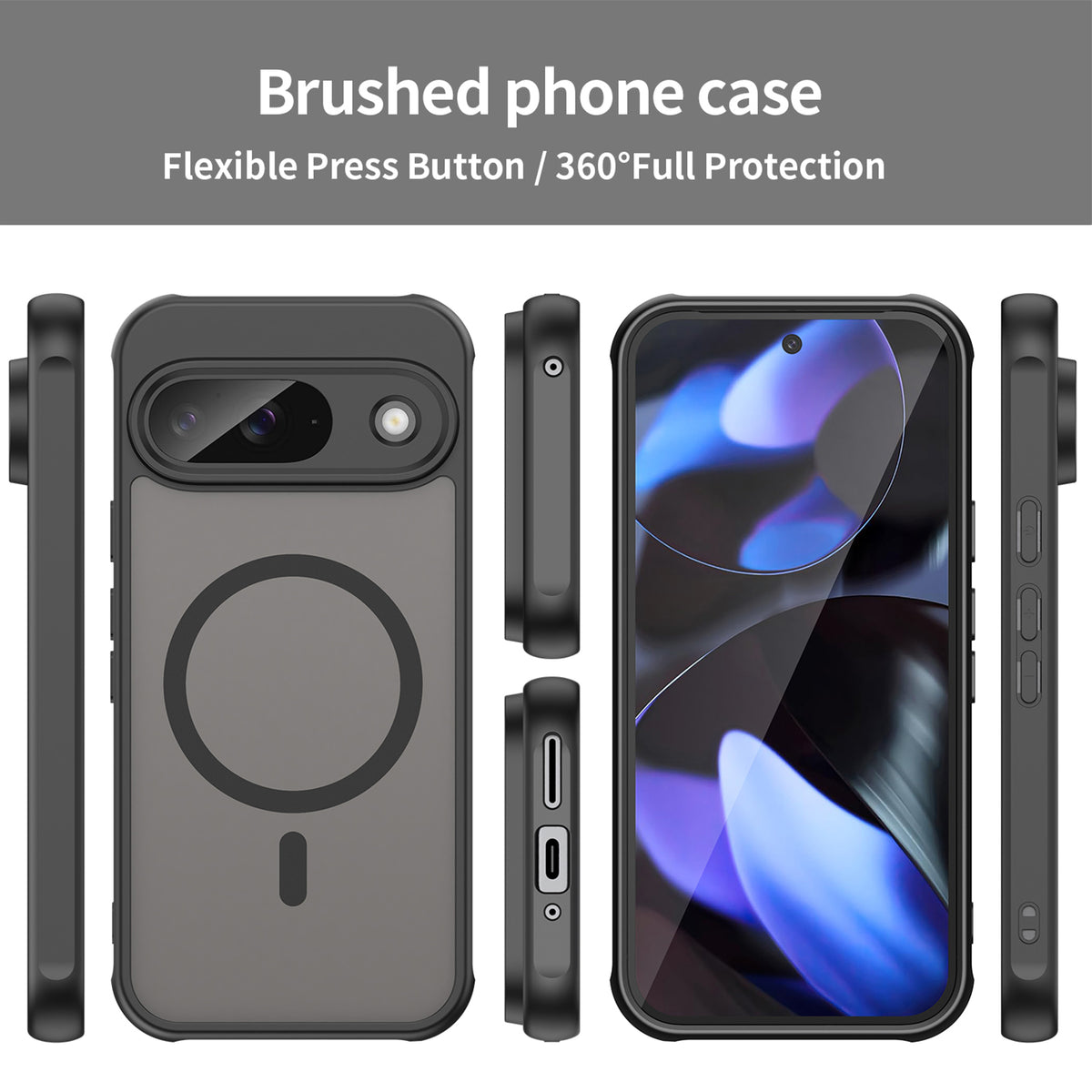 Navor Magnetic Case for Google Pixel 9 2024 with Screen Protector, Shockproof case- Black (Copy)