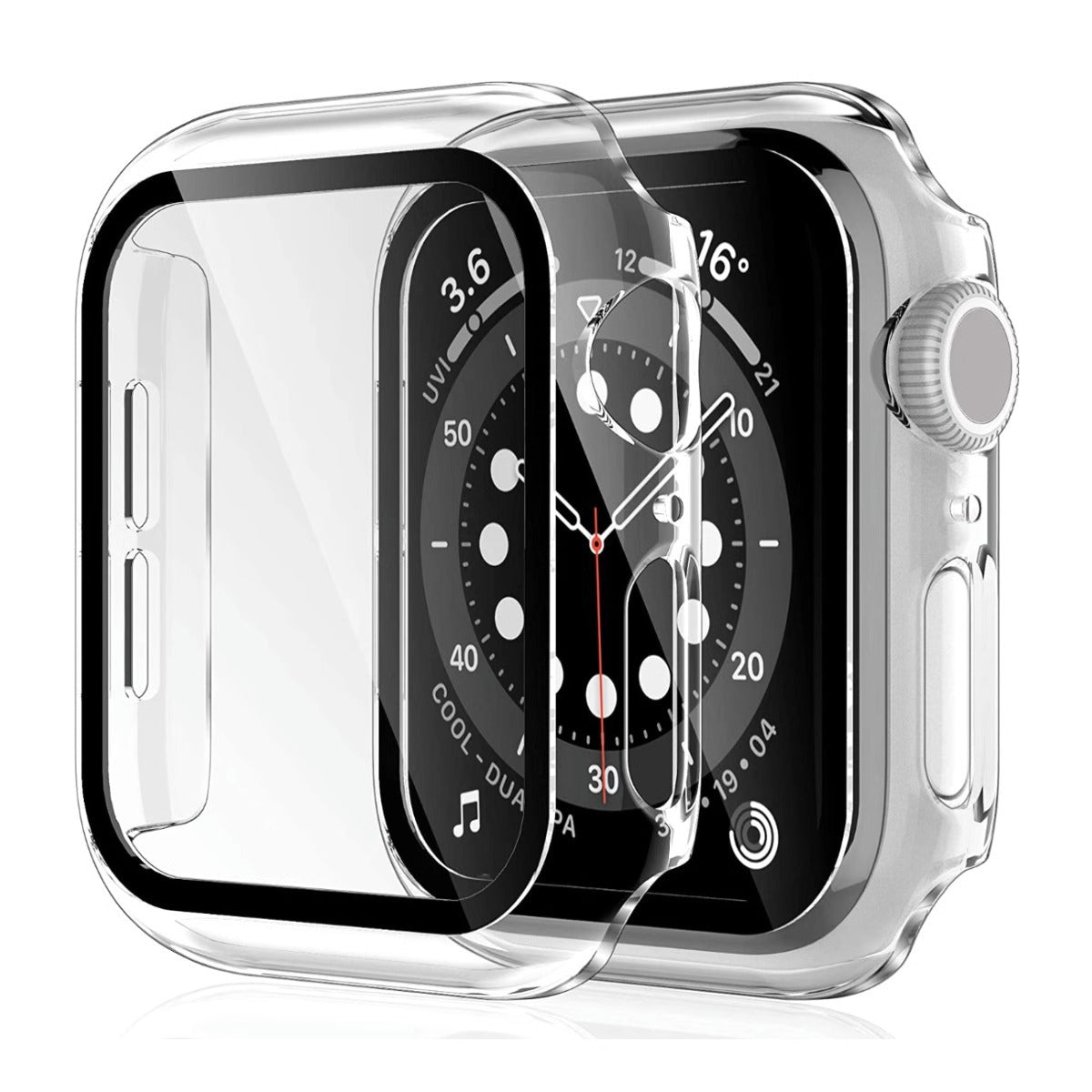 navor 2 Pack Transparent Protective Hard Case Shockproof Built in Tempered Glass Screen Protector Case for Apple Watch Series 6 5 4 SE 44mm for iWatch [Clear]