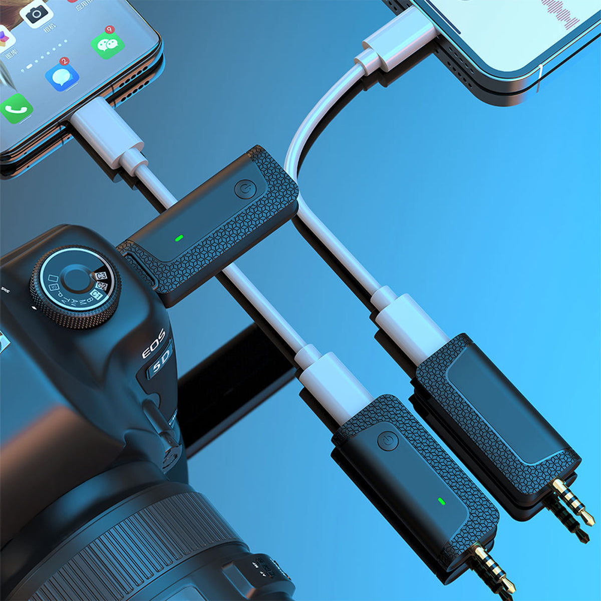 Dual Wireless Lavalier Microphone 2.4GHz ENC Noise Reduction 3.5mm for Vlogs & Interviews