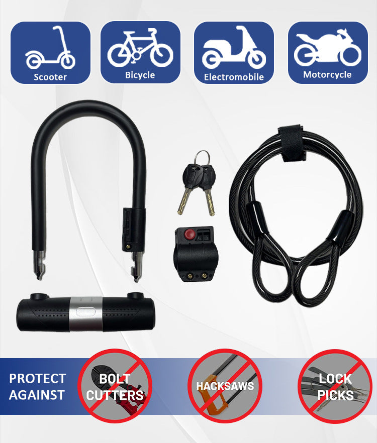 navor U Lock with Steel Cable, Heavy Duty Bicycle Lock, Keyed Anti Theft Bike Security Lock