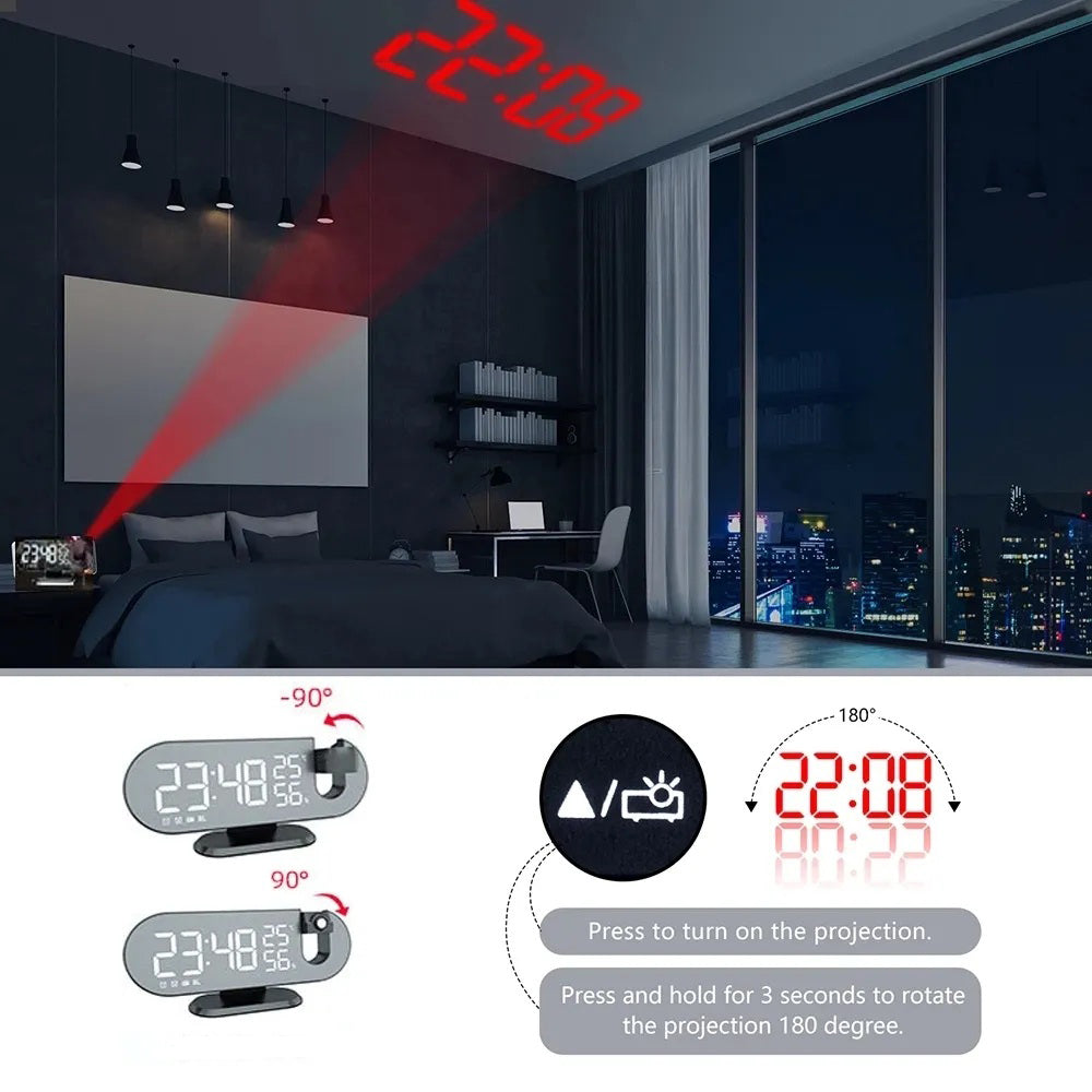 navor Projection Clock with USB Charging Port