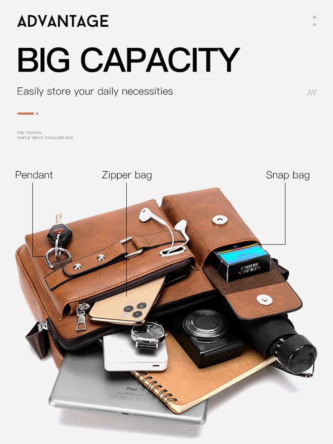 navor Men's Small Multipurpose PU Leather Shoulder/ Messenger Bag