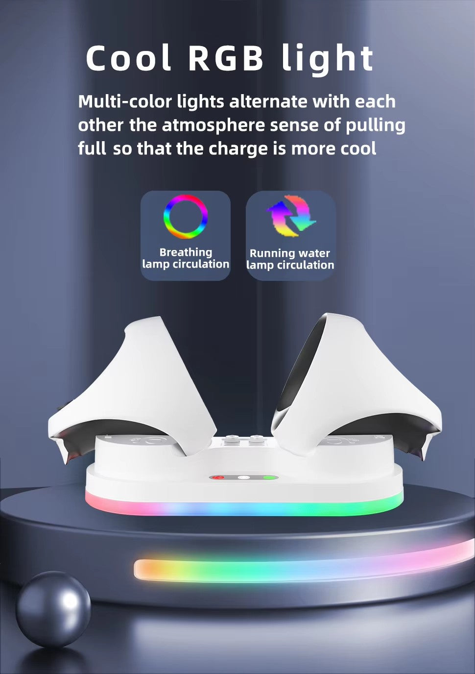 For PS VR2 Controller Charging Dock with RGB Light