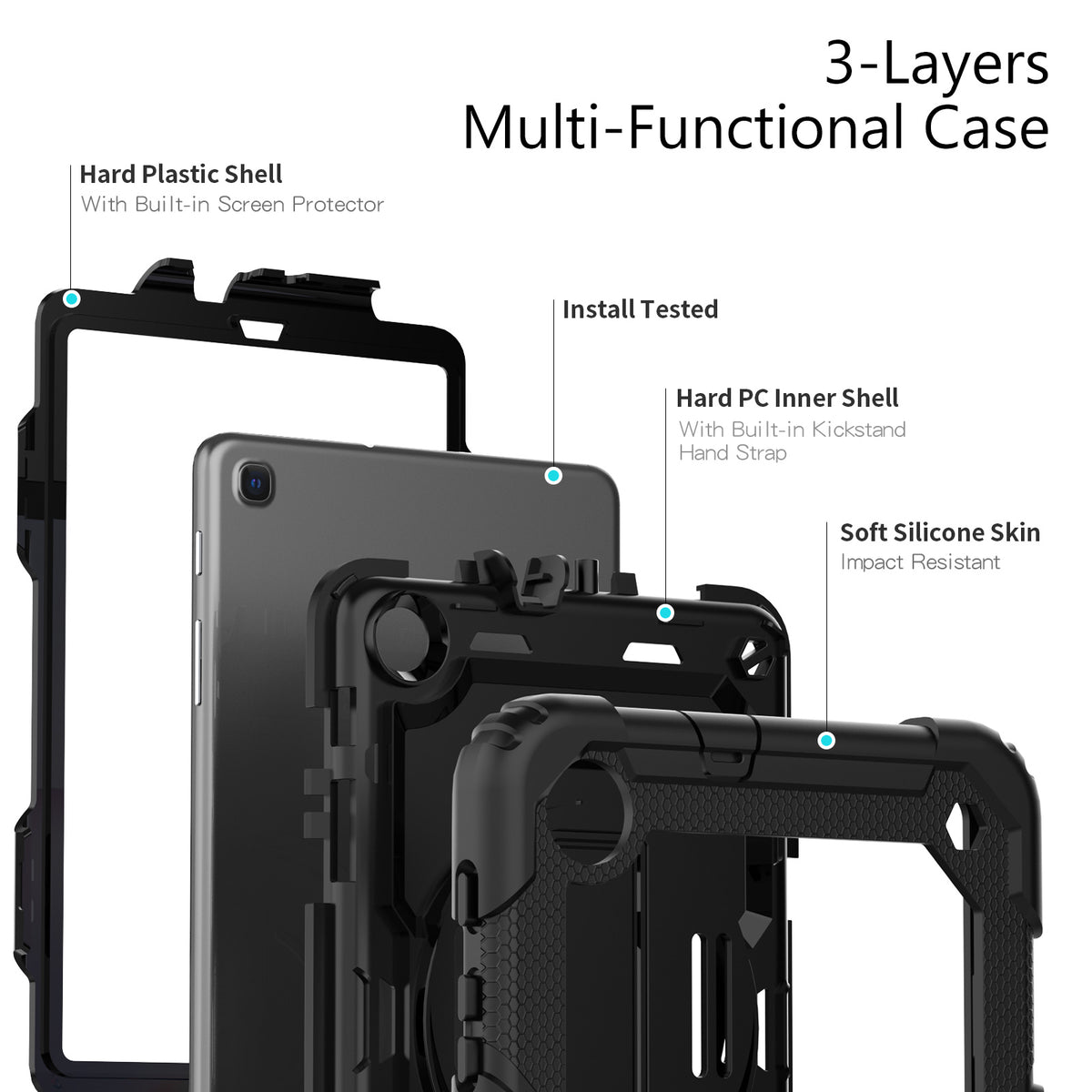 navor Samsung Galaxy Tab A 8.4" (2020), 360 Kickstand Case [BLACK]
