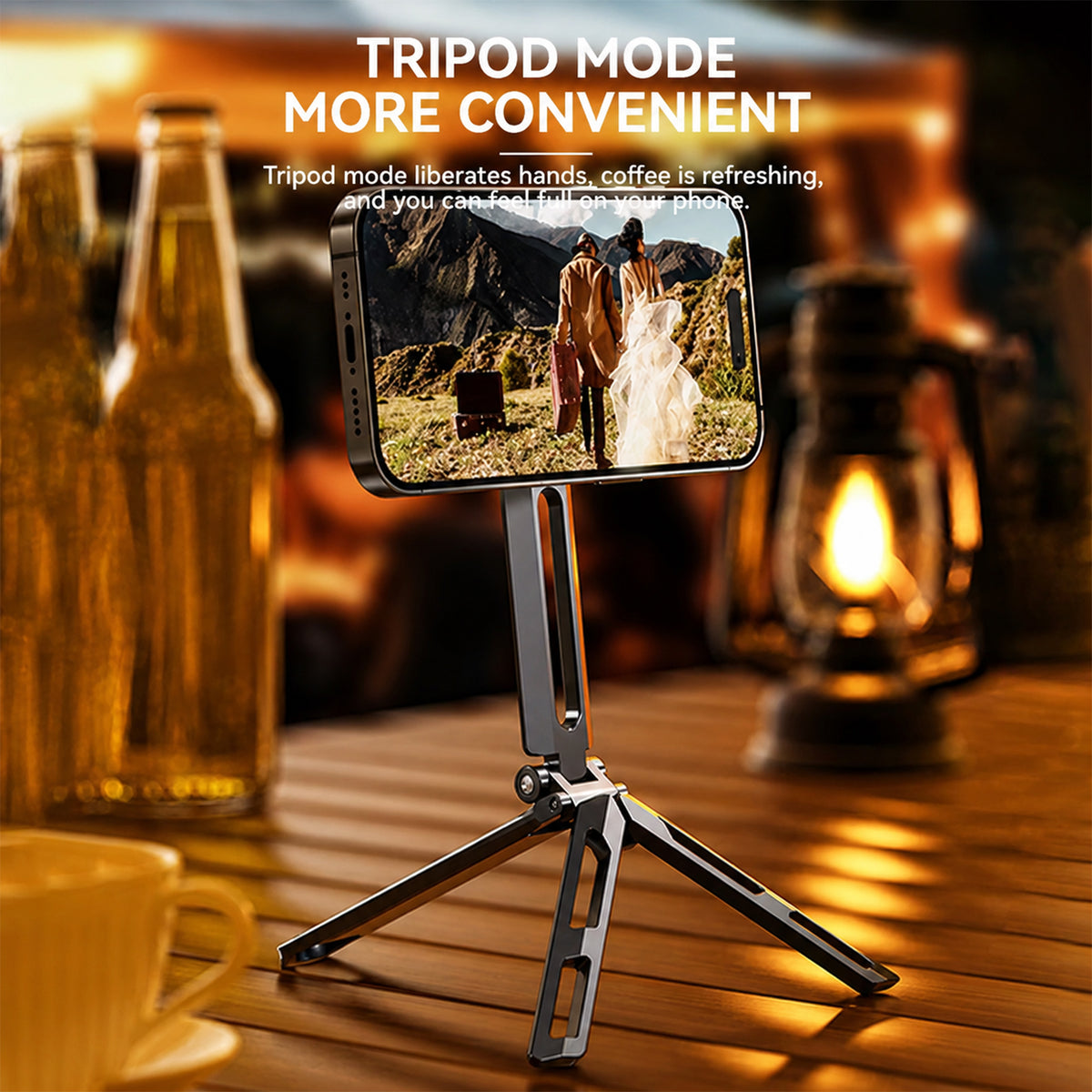 navor Magnetic Phone Tripod Stand for MagSafe, Foldable Aluminum Grip