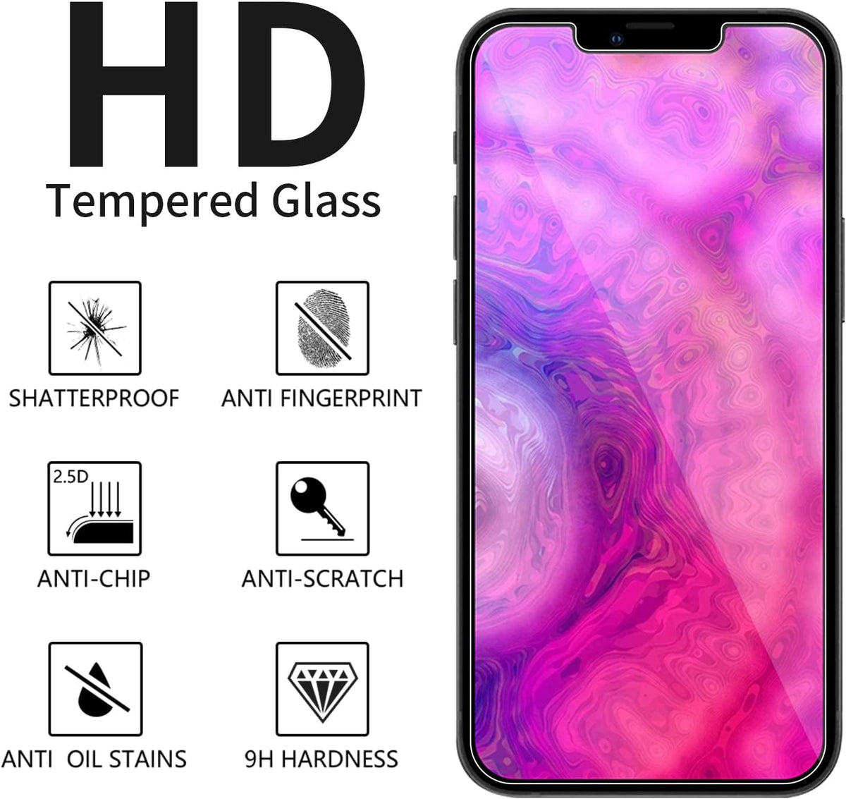 [3+3 PACK] 3 Pack Screen Protector & 3 Pack Camera Lens Protector Compatible with iPhone 13 [6.1 inch]