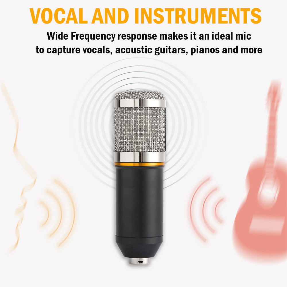 navor XLR Condenser Microphone Combo Cardioid Professional Mic Kit with Adjustable Suspension Scissor Arm, Shock Mount & Pop Filter