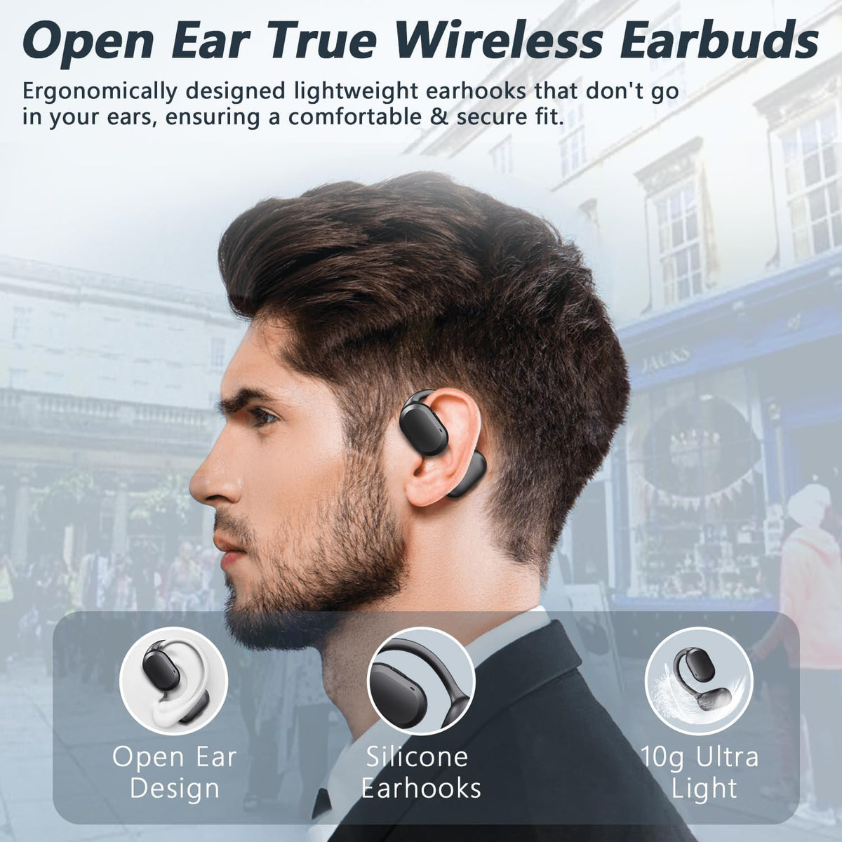 Open Ear Headphone Wireless Bluetooth 5.4 Earbuds with Mic