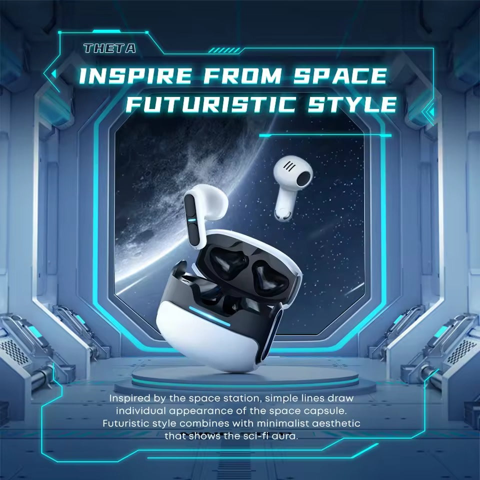 Wireless Gaming Earbuds Bluetooth 5.3 Headphones Low Latency 60ms, LED Charging Case 21H Battery, Noise Reduction