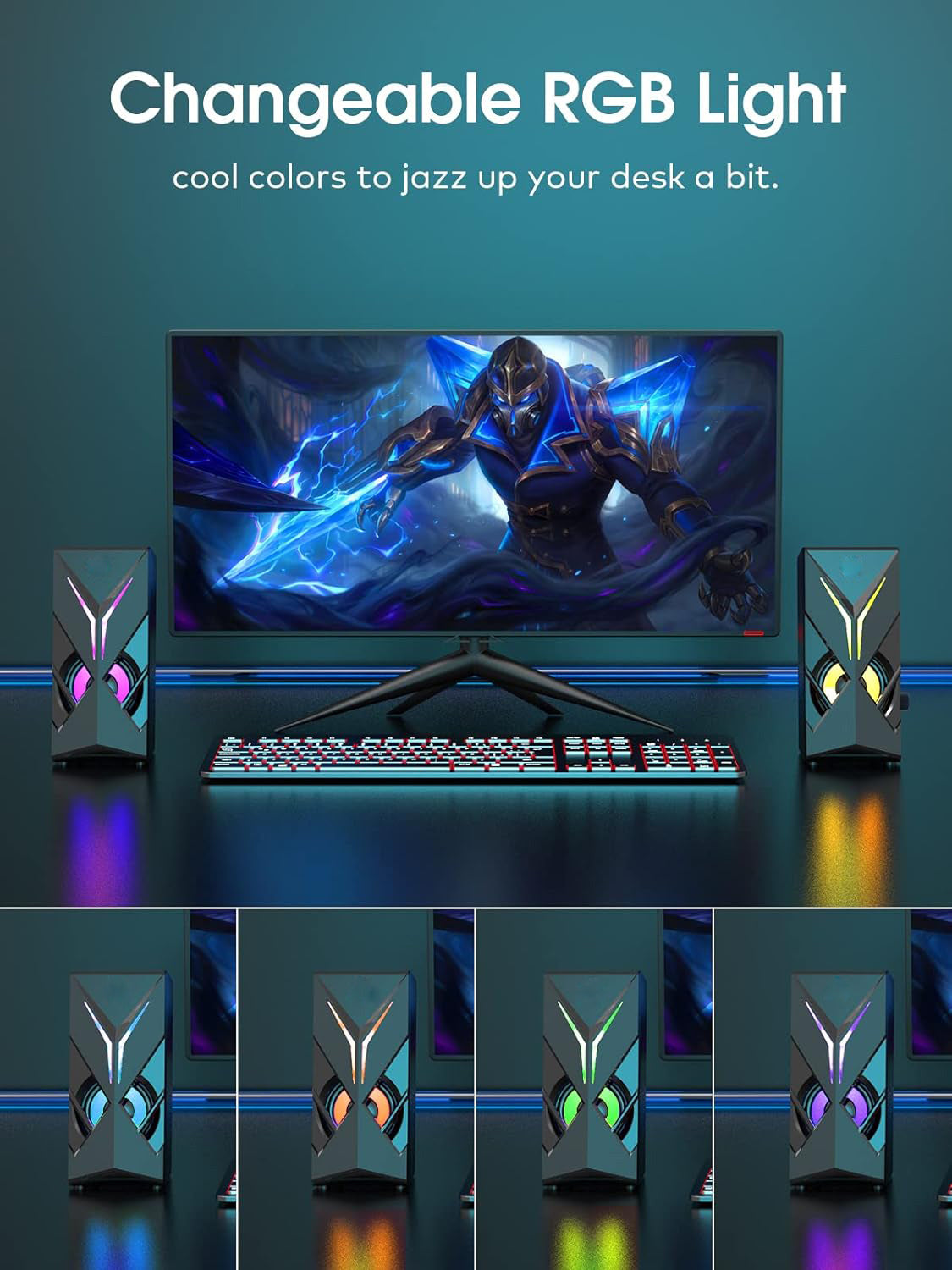Navor Computer Speakers for Desktop, 10W USB Powered Stereo PC Speakers with RGB Lights