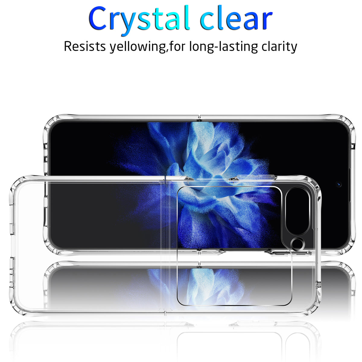 navor for Samsung Galaxy Z Flip 5 Case Crystal Clear, Anti-Yellowing Shockproof Acrylic Full Protective Cover