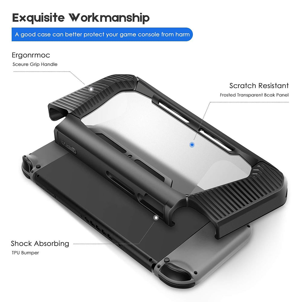 navor Rugged Protective Cover & Screen Protector for Nintendo Switch, with 2 Thumb Grips Caps