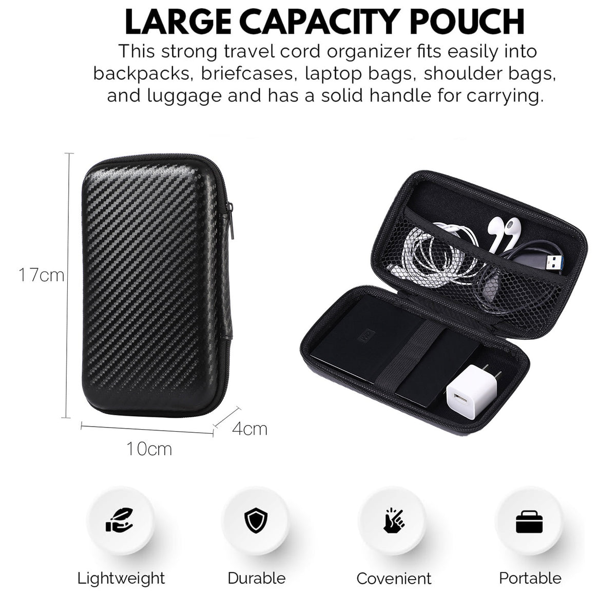 Water Proof Portable Hard Carrying Travel Case Cover Pouch for Electronic Accessories