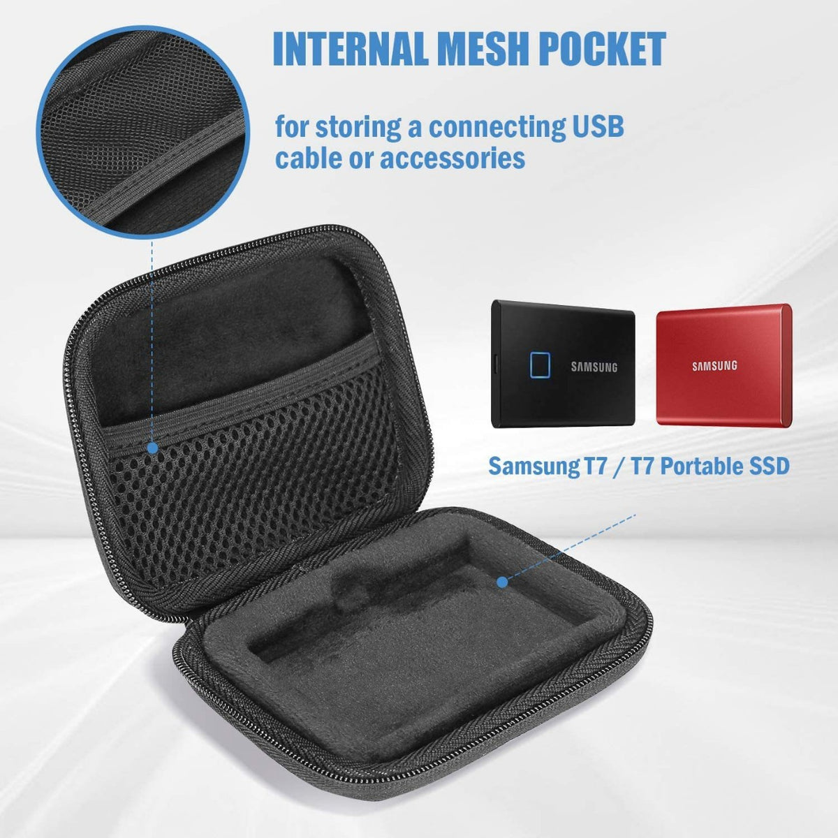 Navor Hard Carrying Case for Samsung T7 Shield / T7 Touch / T7 Portable SSD 500GB–4TB