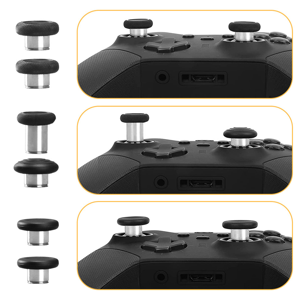 navor 14-in-1 Metal Thumbsticks Kit Compatible with Xbox One Elite Series 2 Controller & Core