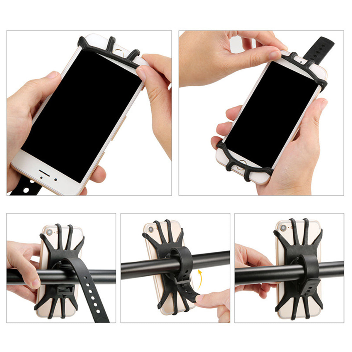 navor 360° Adjustable Bike & Motorcycle Phone Mount, Universal Silicone Handlebar Holder for 4.0–6.7"