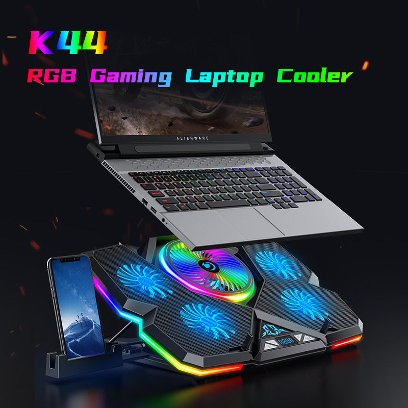 navor Laptop Cooling Pad for 12-17 Inch, Gaming Laptop Cooler with 5 Quiet Fans, RGB LED Lights