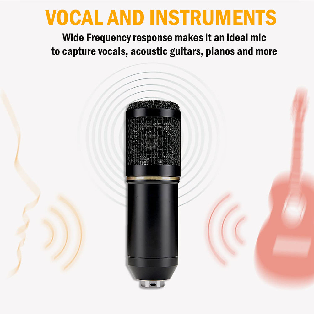 navor XLR Condenser Microphone Combo Cardioid Professional Mic Kit with Adjustable Suspension Scissor Arm, Shock Mount & Pop Filter