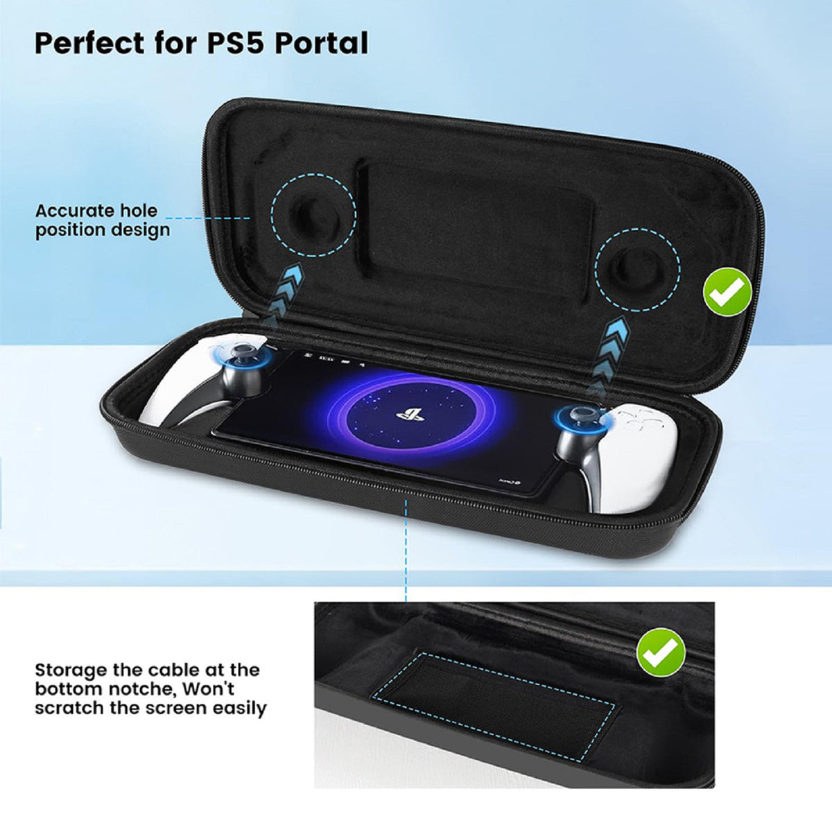 Navor Hard Shell Carrying Case for PlayStation 5 Portal, PU Leather Travel Bag