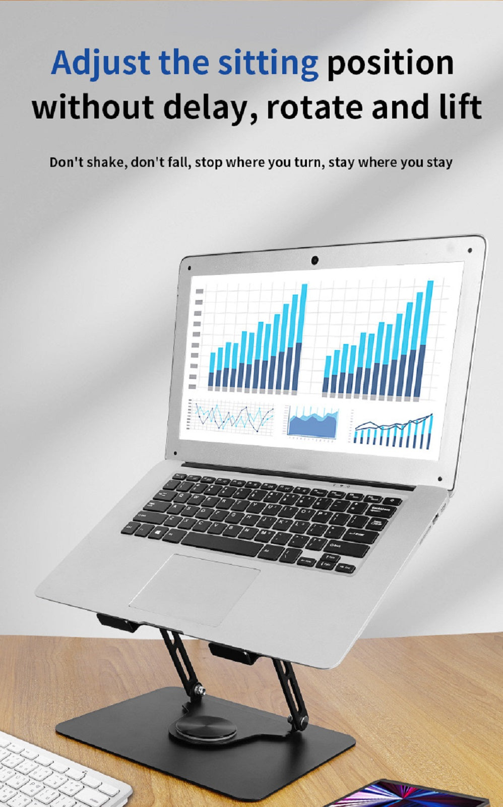 Navor 360° Swivel Laptop Stand – Adjustable Height, Ergonomic & Portable-10-17 inch laptops