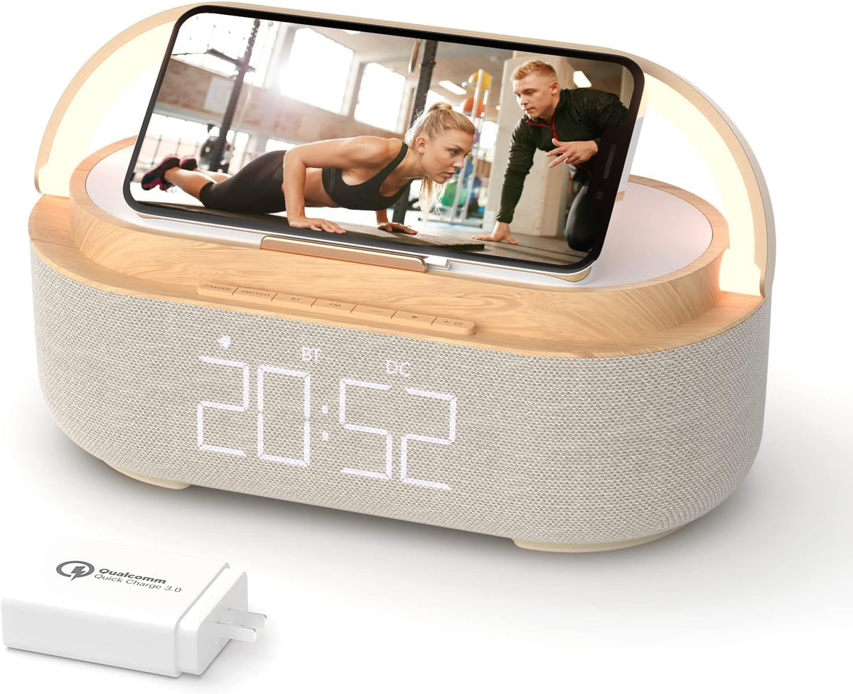 navor 6-in-1 Alarm Clock , Bluetooth Speaker with 15W Wireless Charger