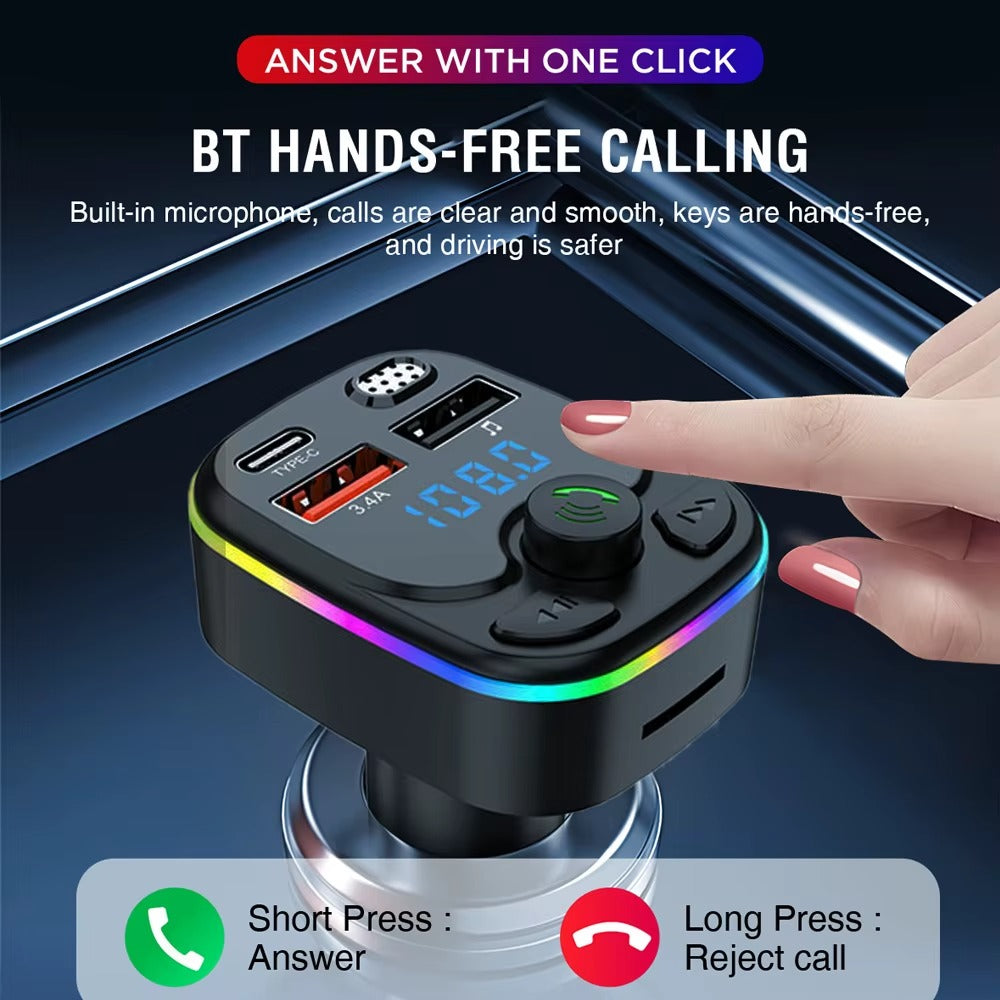 Navor Bluetooth FM Transmitter, Hands-Free Car Adapter with 3.4A Charger