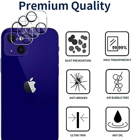 [3+3 PACK] 3 Pack Screen Protector & 3 Pack Camera Lens Protector Compatible with iPhone 13 [6.1 inch]