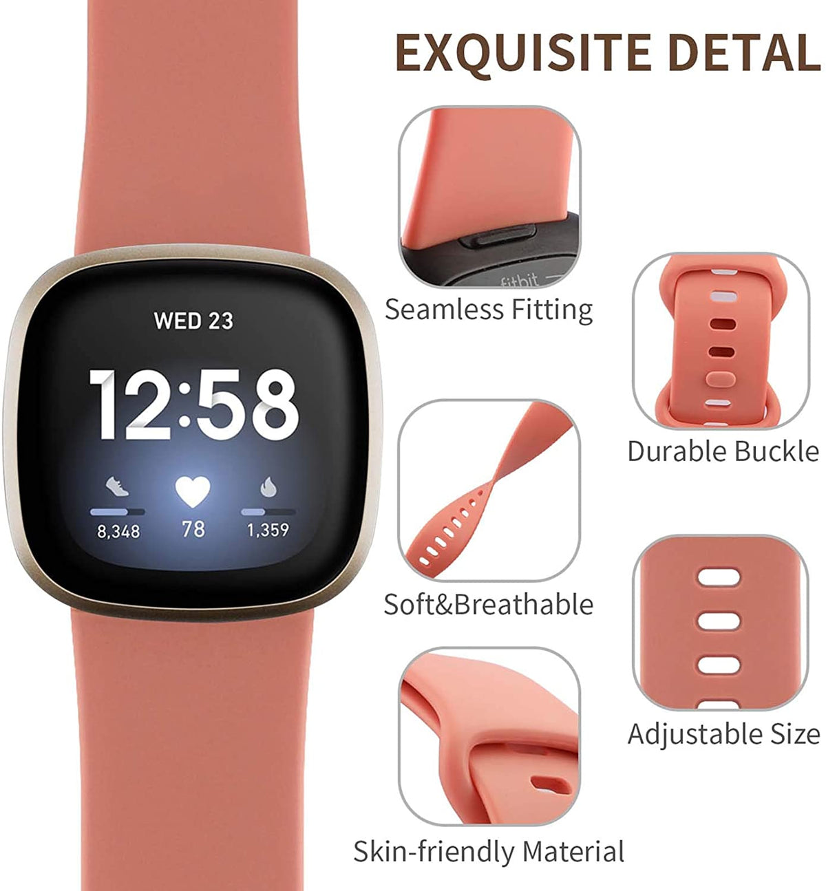 Fitbit Versa 3 / Fitbit Sense Soft TPU Sport Replacement Wristband