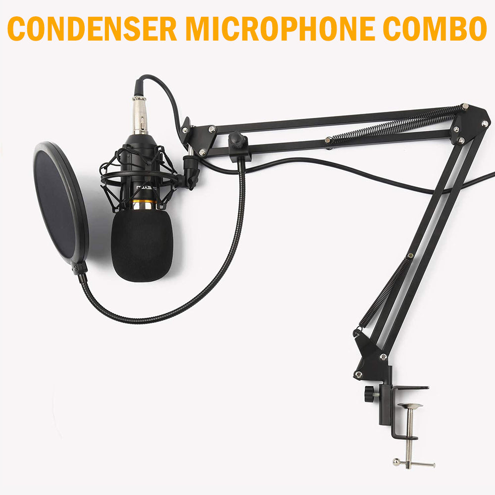 navor XLR Condenser Microphone Combo Cardioid Professional Mic Kit with Adjustable Suspension Scissor Arm, Shock Mount & Pop Filter